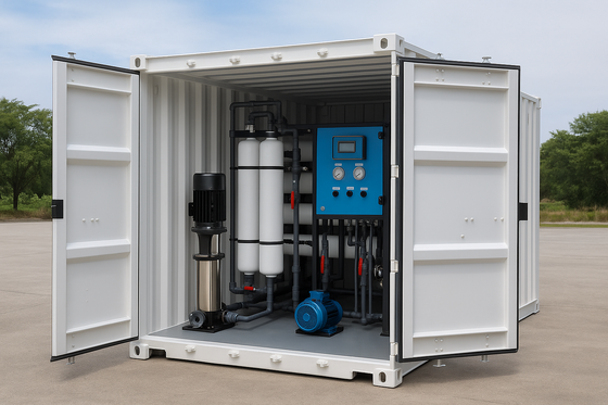 100TPD Containerisiertes Umkehrosmose-System in einem 20 Fuß großen ISO-Container für die Notfallwasserbehandlung