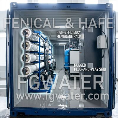 100 TPD Solar-Hybrid-Container-RO-Reinwasserausrüstung in 40-Fuß-Einheit für die Meerwasserentsalzung